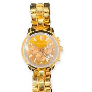 Michael Kors Women's Gold Chronograph Wristwatch Crystal Markers Date